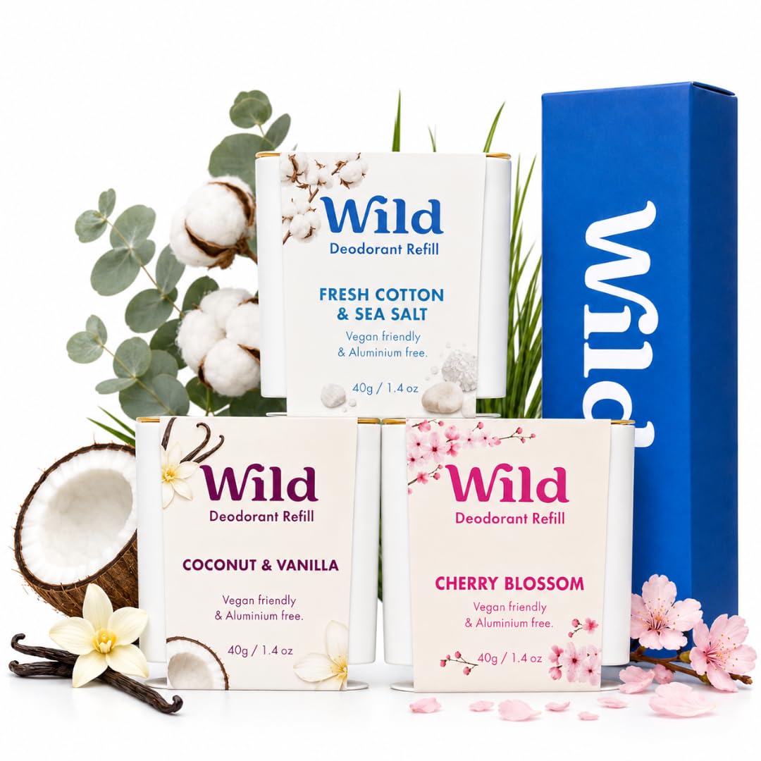 Wild front packaging showing three refill boxes and eco-friendly claim benefits