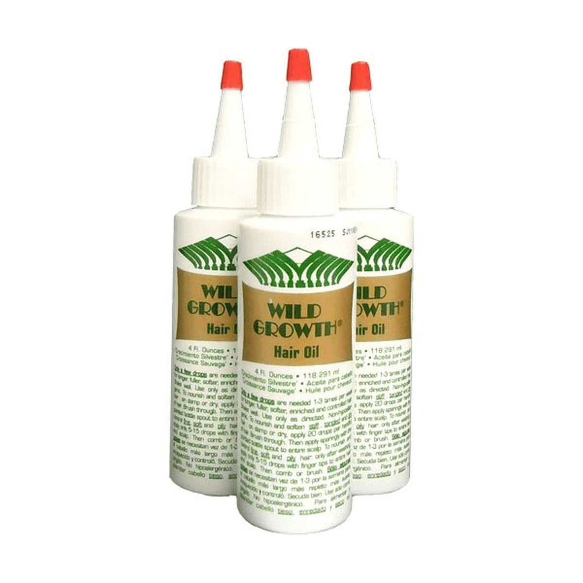 Wild Growth front packaging three 4oz bottles showing label and compact supply benefit