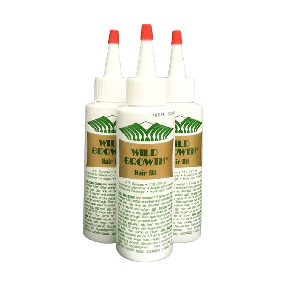 Wild Growth front packaging three 4oz bottles showing label and compact supply benefit