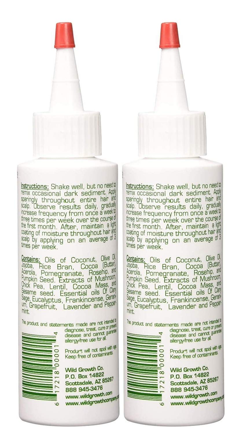 Wild Growth label detail highlighting directions and concentrated formula benefit