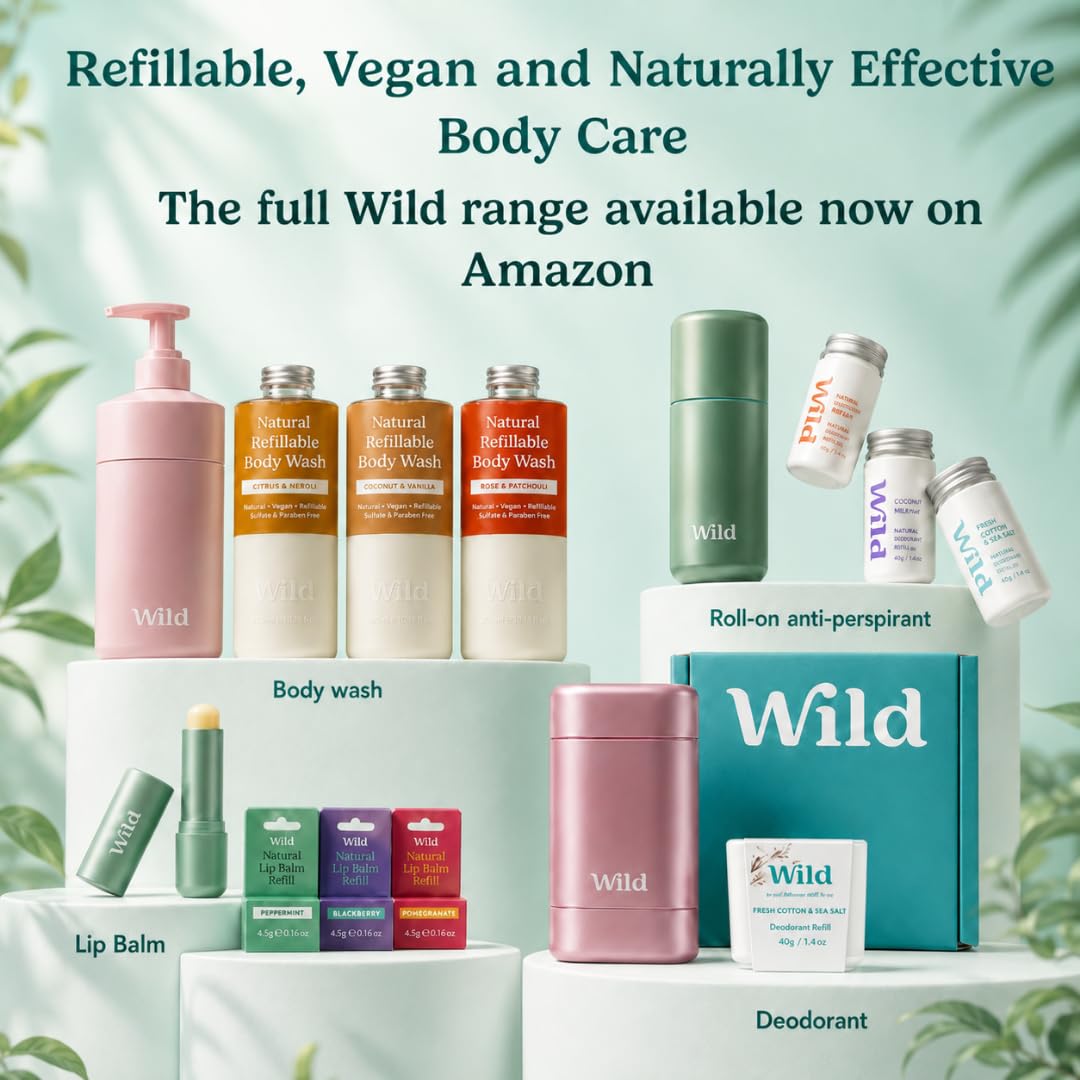 Wild starter kit on bathroom shelf lifestyle scene showing scent variety benefit stylish storage