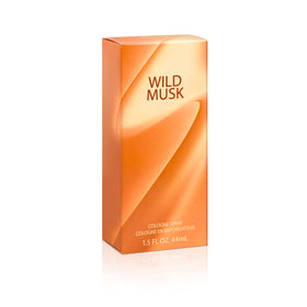Wild Musk close-up of glass and amber perfume liquid, brand conveys warm depth
