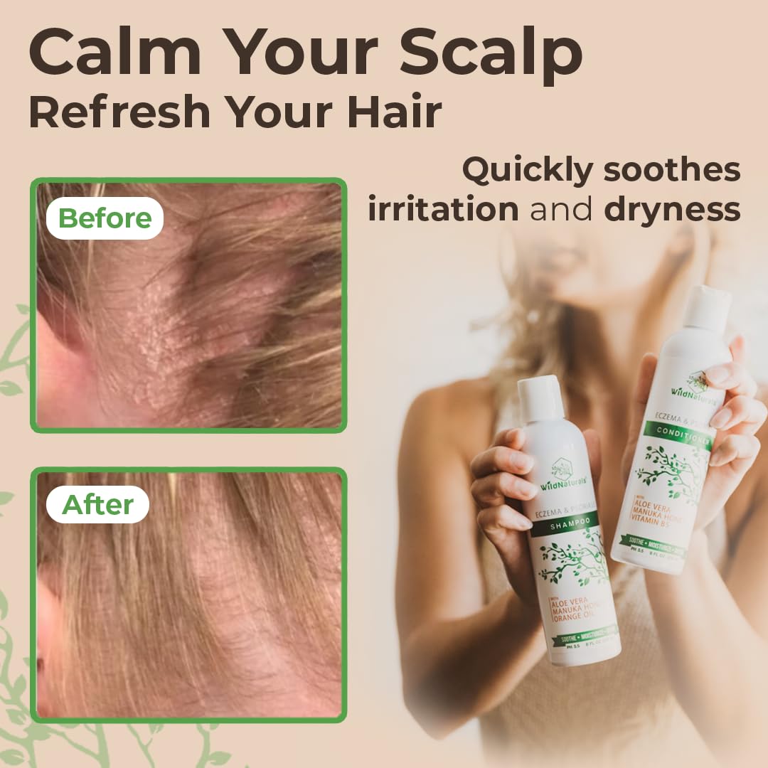 Wild Naturals in-bathroom-use illustrating calming scalp massage benefit