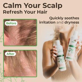 Wild Naturals in-bathroom-use illustrating calming scalp massage benefit