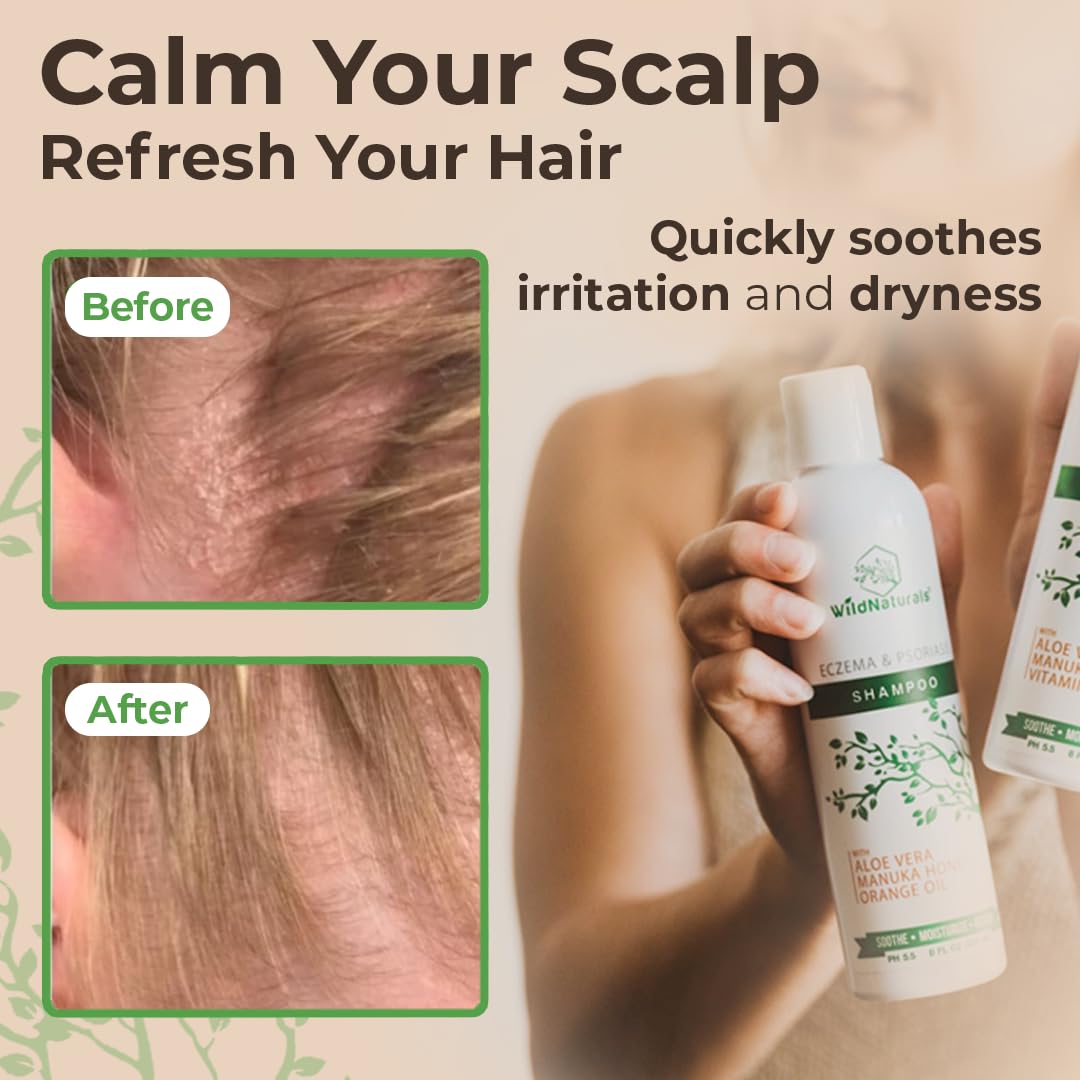 Wild Naturals shampoo on bathroom shelf suggesting daily gentle care