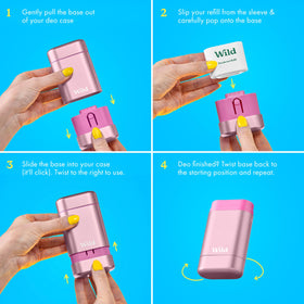 Wild refill installed in refillable case illustrating easy swap and reduced plastic