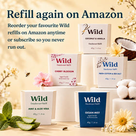 Wild deodorant texture close-up showing creamy application and skin-conditioning benefit