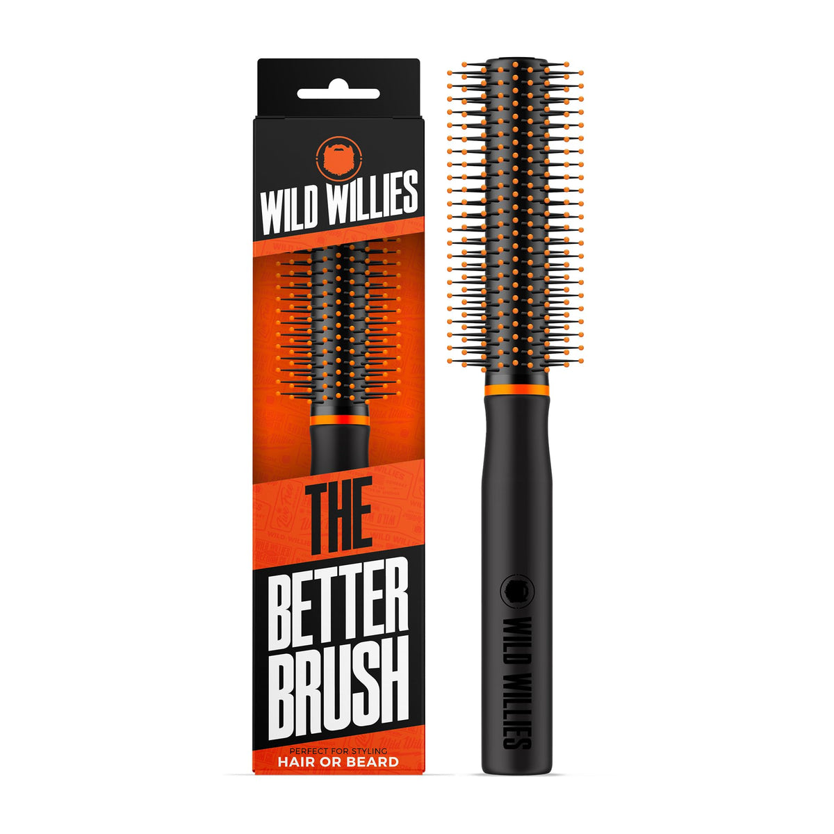 Wild Willies front view of round beard brush showing design and build quality benefit