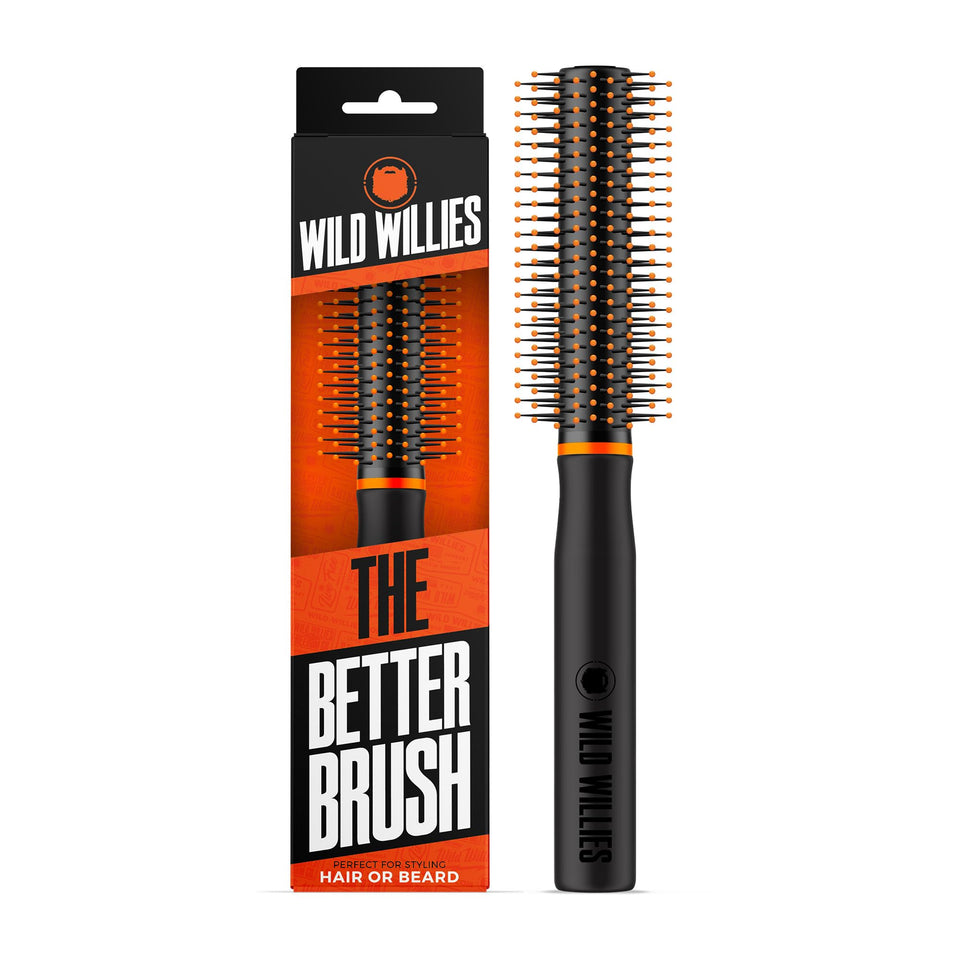 Wild Willies front view of round beard brush showing design and build quality benefit