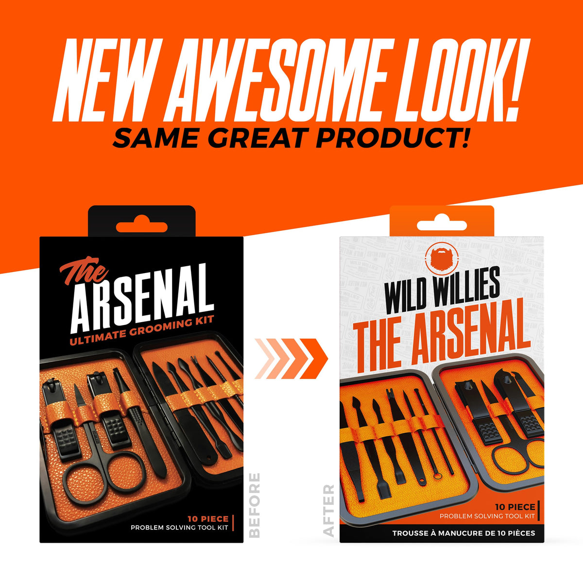 Wild Willies grooming kit inside travel toiletry bag for on-the-go readiness
