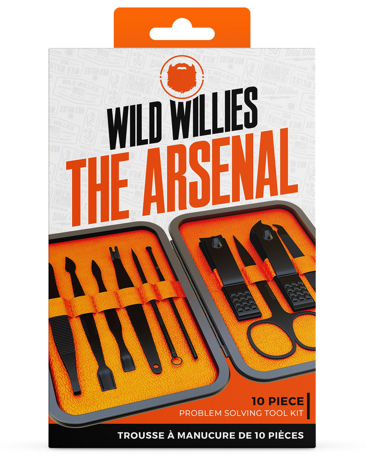 Wild Willies open case with tools neatly arranged for organized grooming