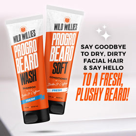 Wild Willies PROGRO tube close-up label highlighting caffeine and biotin benefits
