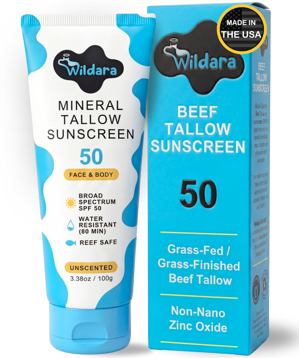 Wildara front packaging shows SPF 50 and moisturizing benefit