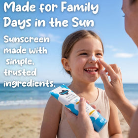 Wildara sunscreen on poolside towel showing water resistant benefit