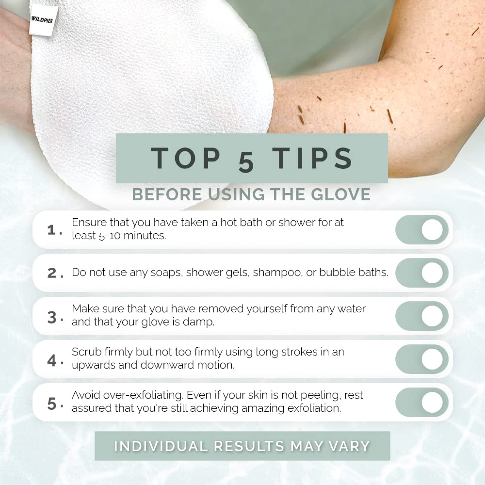 Wildpier glove used in shower demonstrating easy at-home exfoliation
