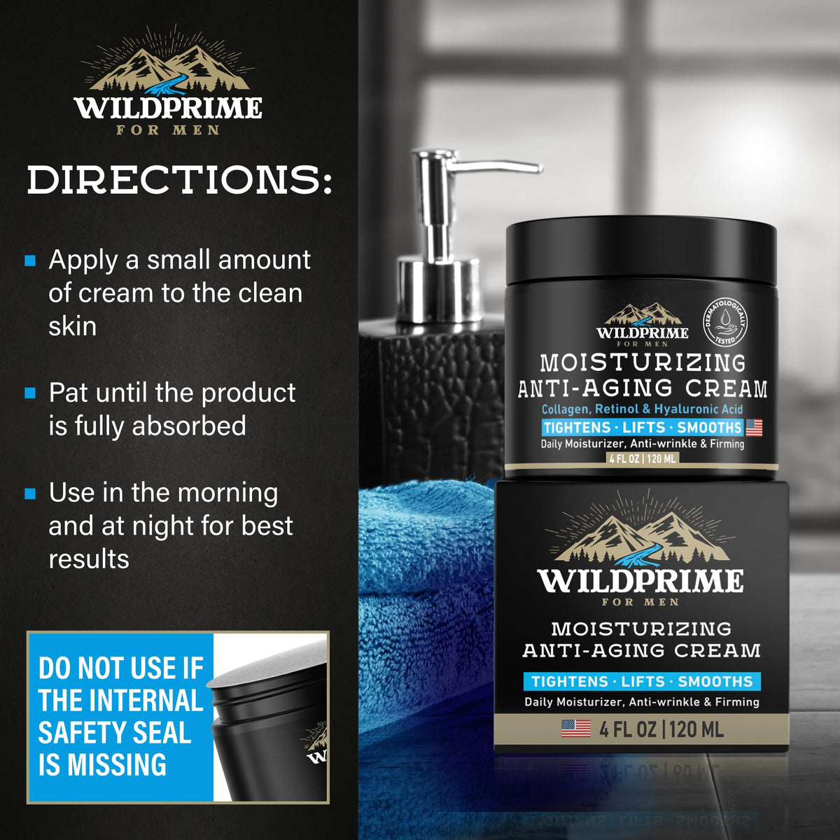 WildPRIME ingredient display with hyaluronic acid and avocado oil benefits