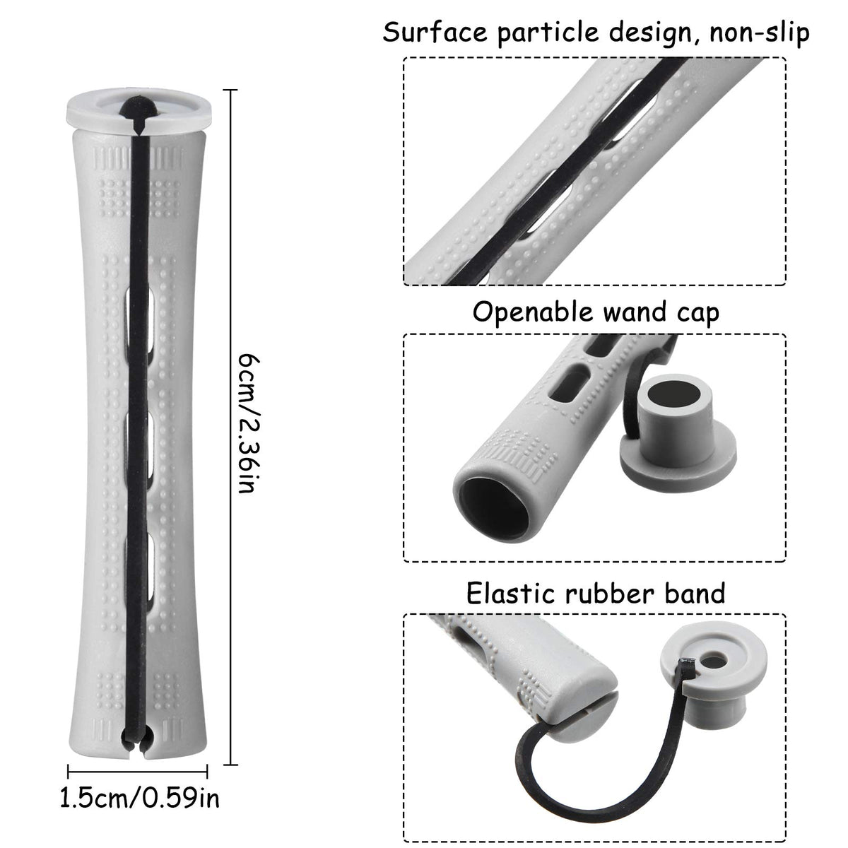 WILLBOND close-up of rod surface and elastic, smooth plastic reduces hair friction
