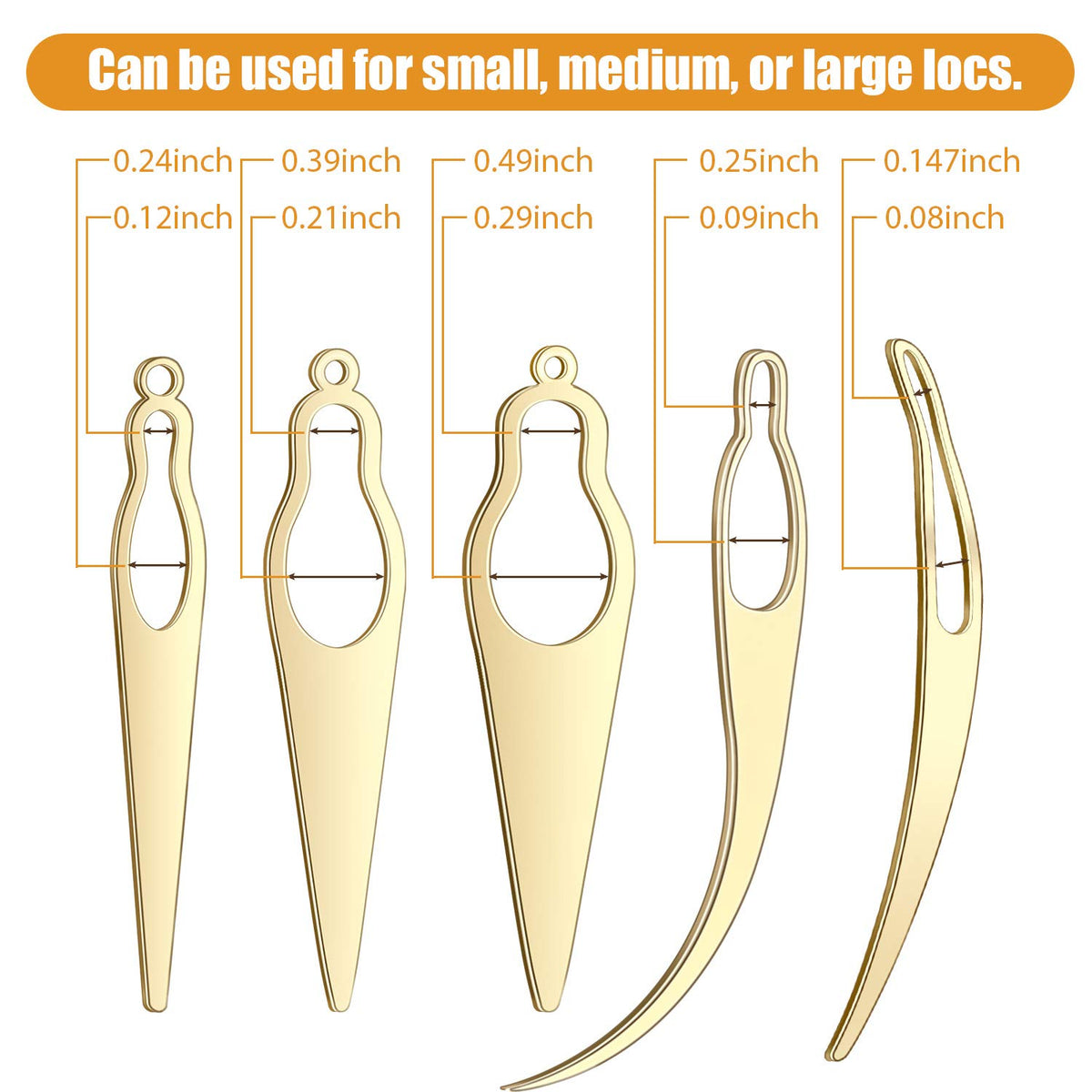 WILLBOND five dreadlock needles fanned out showing size range for accurate matching