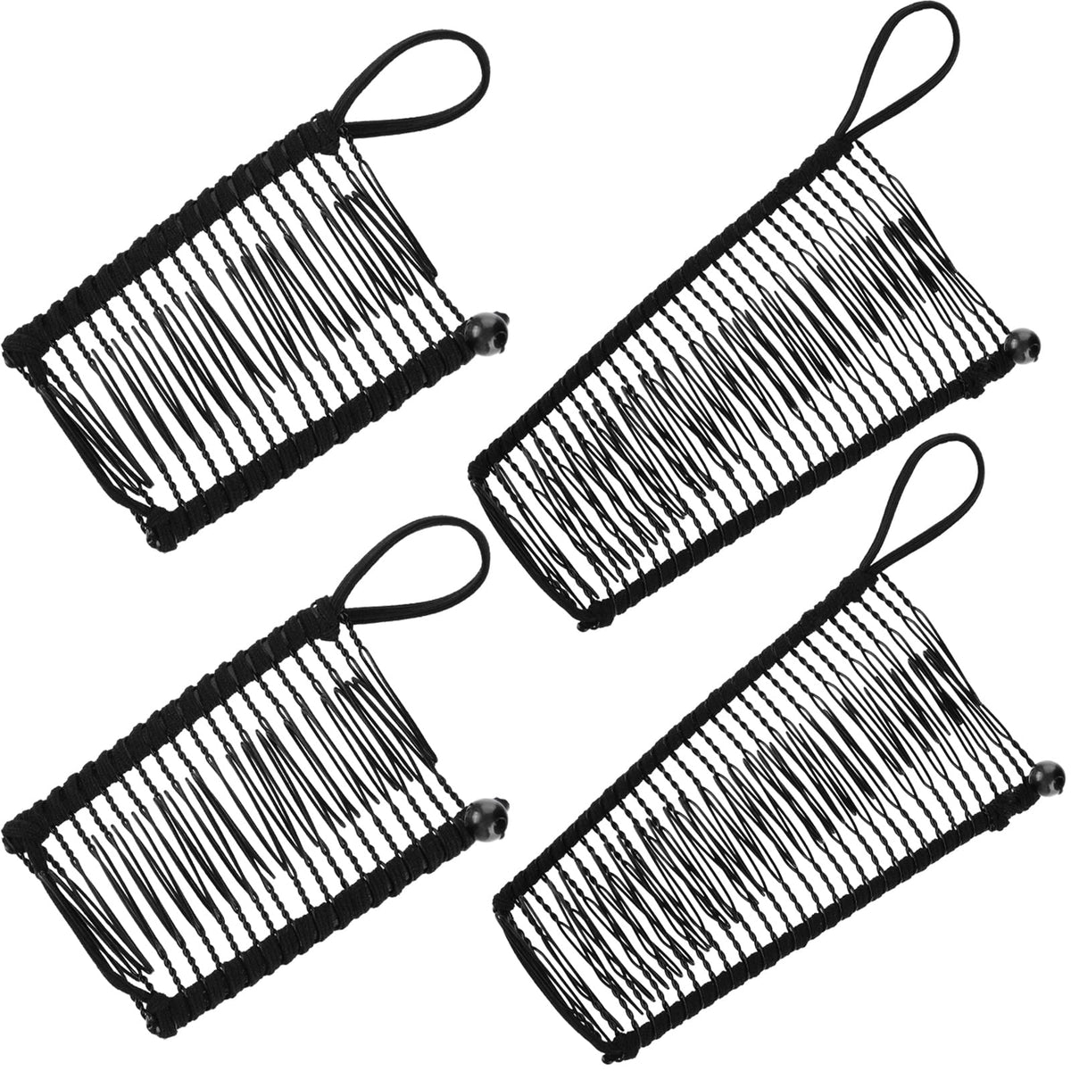 WILLBOND front view of four black banana hair clips showing neat packaging and utility