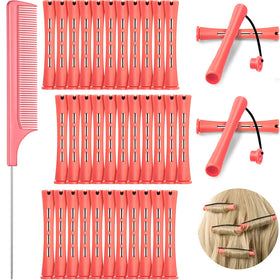 WILLBOND front view of 36-piece perm rods kit showing included comb and bands, convenient storage