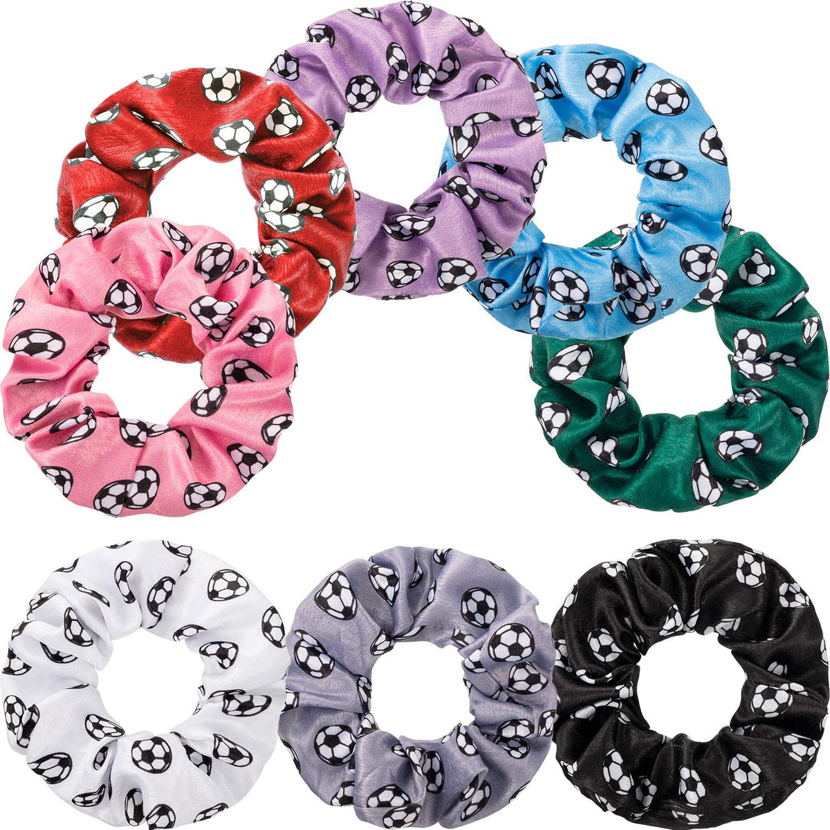 WILLBOND front packaging showing eight colorful soccer scrunchies and benefits