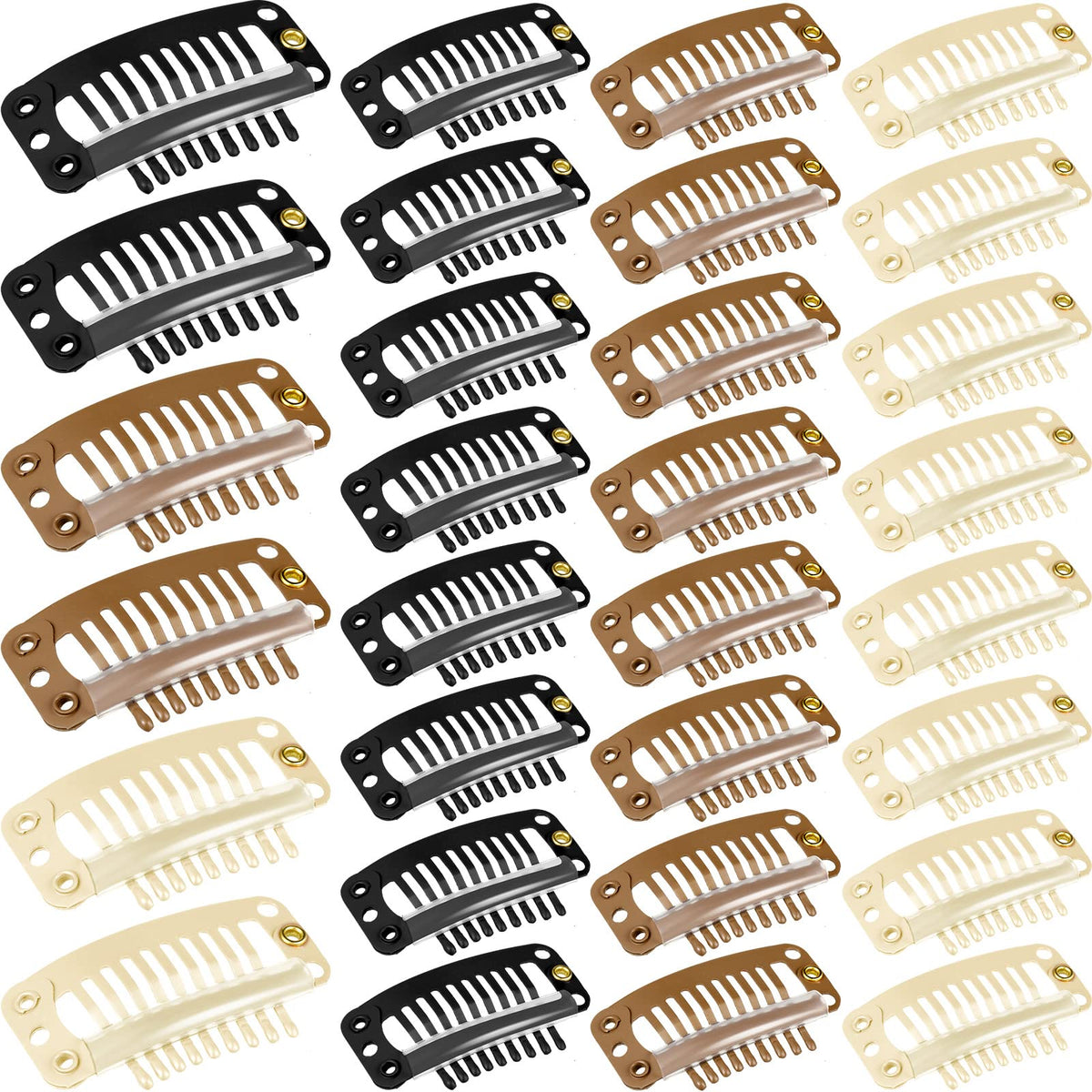 WILLBOND front view of 30 clips in three colors showing set and packaging benefit durability