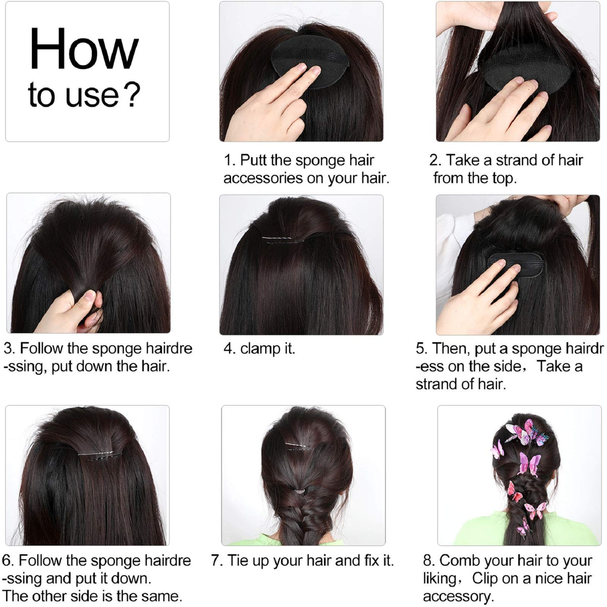 WILLBOND bump insert hidden in a bouffant updo illustrating natural-looking volume