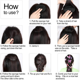 WILLBOND bump insert hidden in a bouffant updo illustrating natural-looking volume