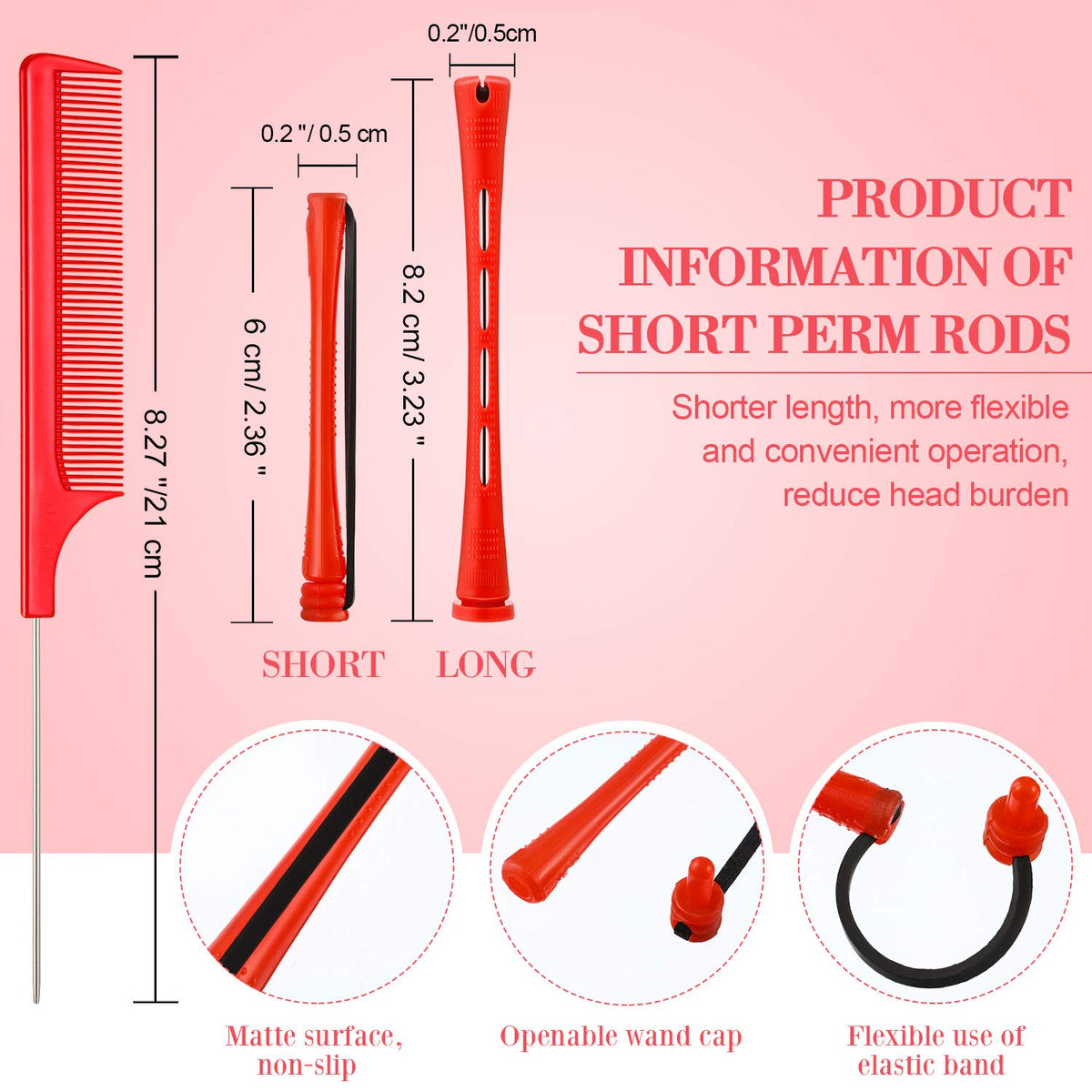 WILLBOND close-up of a red perm rod texture highlighting nonslip grip benefit