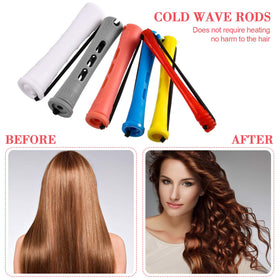 Person wrapping short hair around a WILLBOND rod demonstrating easy, heat-free styling