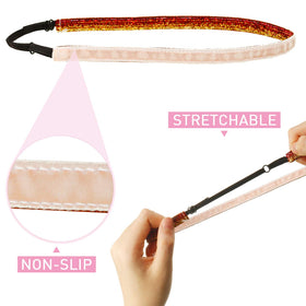 WILLBOND headband next to ruler demonstrating 48 cm length and slim width