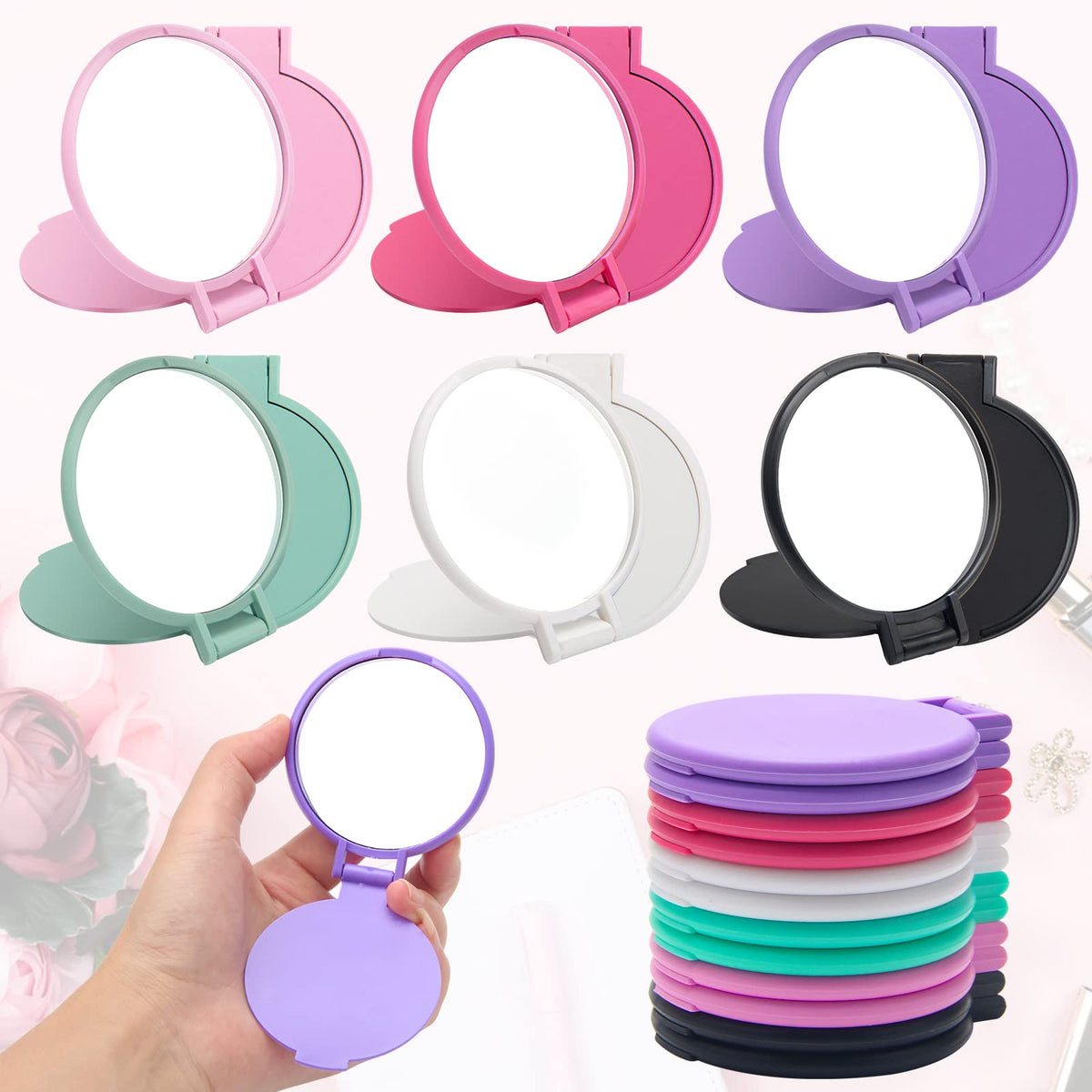 Windspeed front view of 12 compact mirrors showing colors and bulk convenience