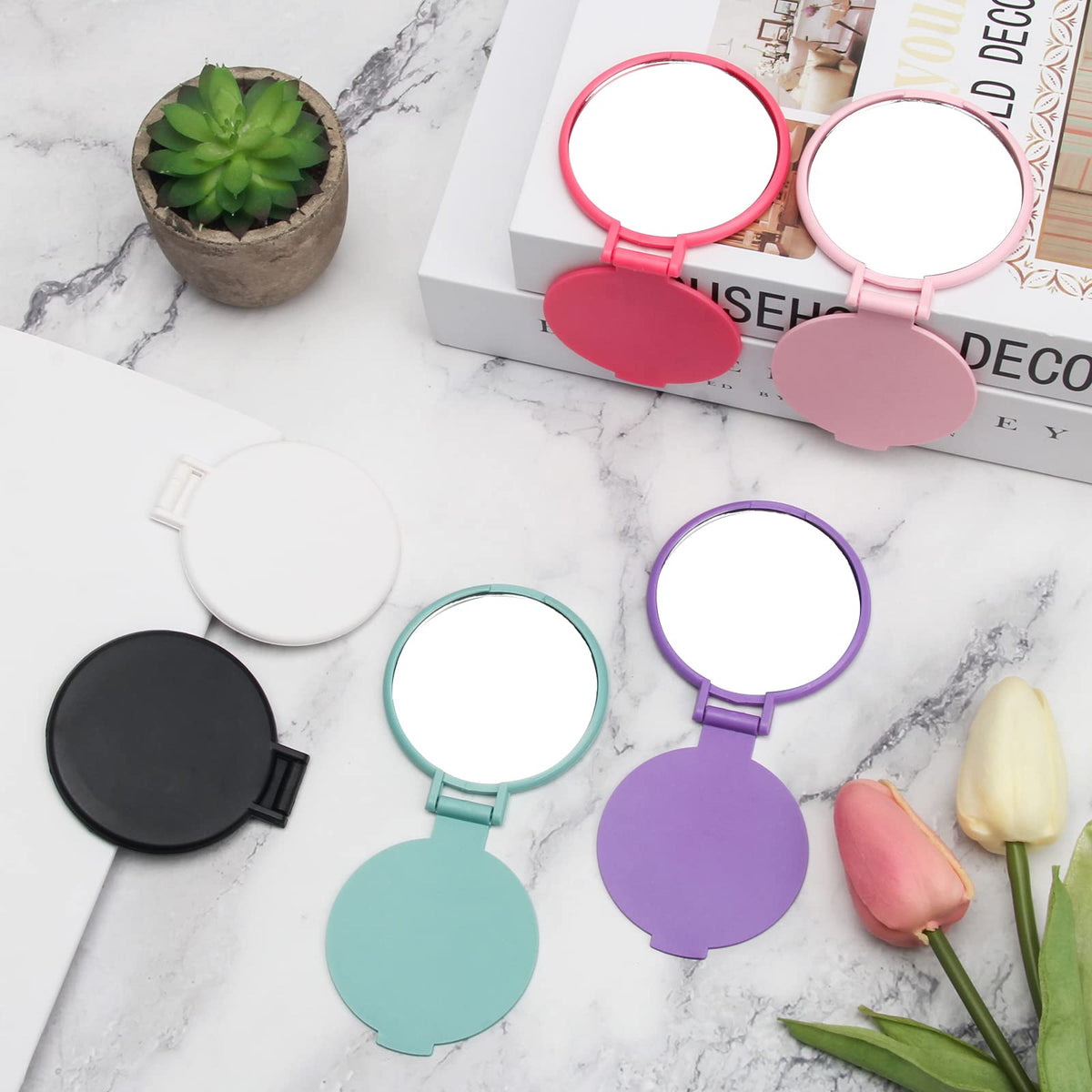 Windspeed mirror peeking from purse showing on-the-go convenience