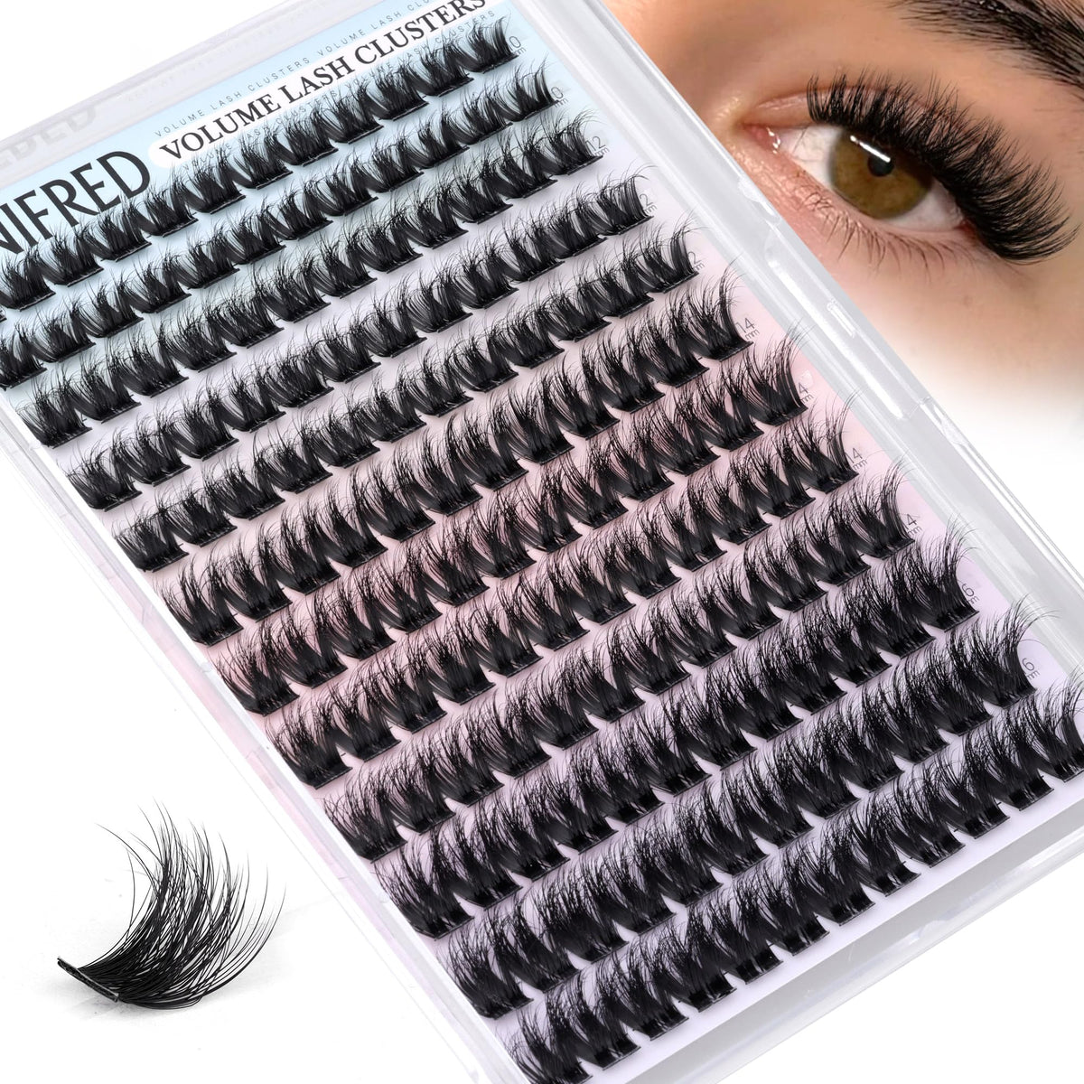 Winifred front packaging showcasing cluster lashes for easy selection and storage
