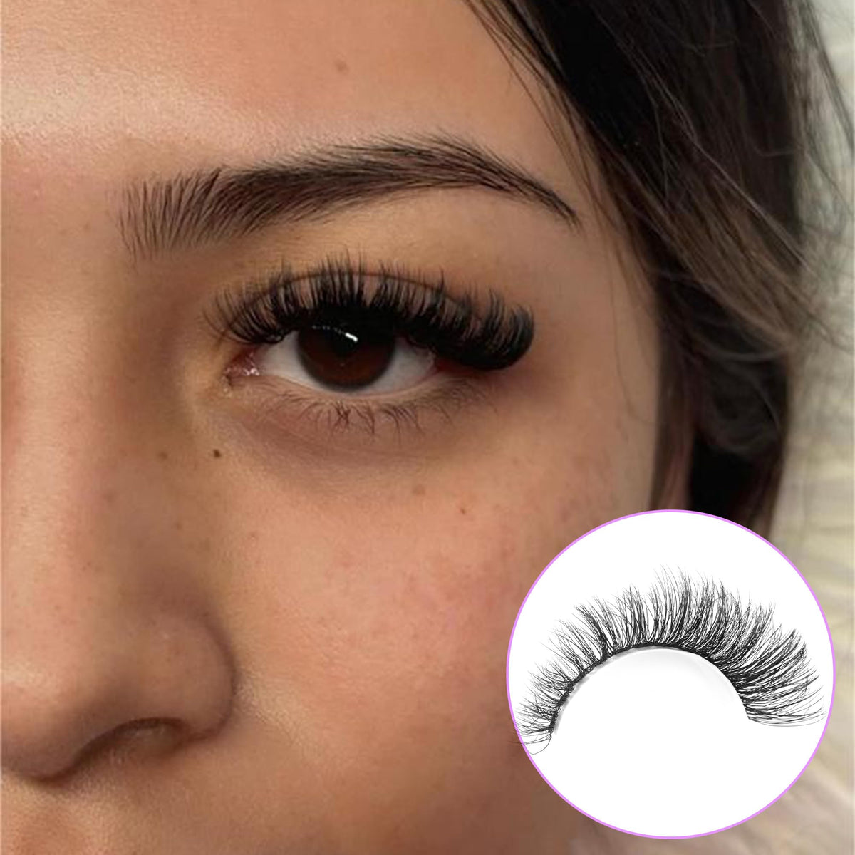Winifred lifestyle model wearing lashes showing dramatic volume and wearable comfort benefit