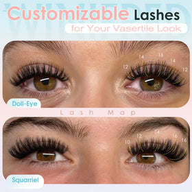 Winifred lashes applied on eye with mixed 10–16mm lengths creating lifted cat-eye