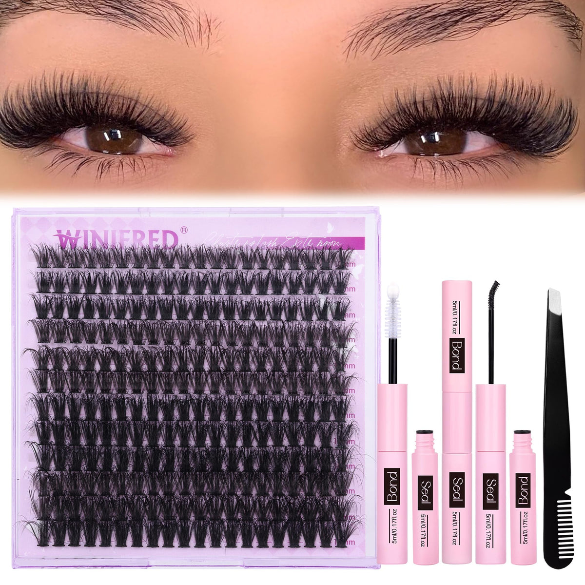 Winifred packaging with size comparison illustrating kit contents and portability