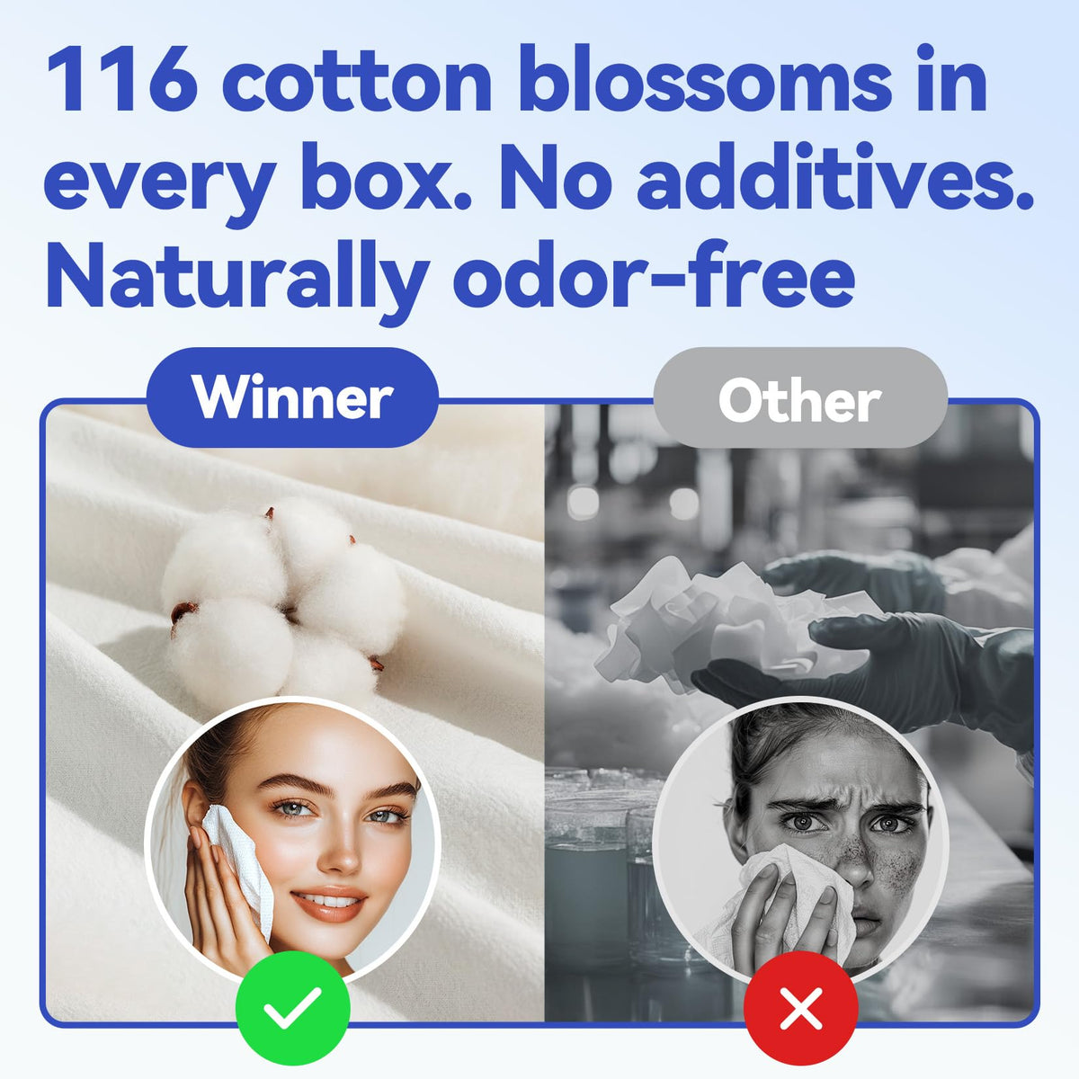 Winner label close-up showing 100% cotton and biobased information