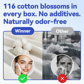 Winner label close-up showing 100% cotton and biobased information
