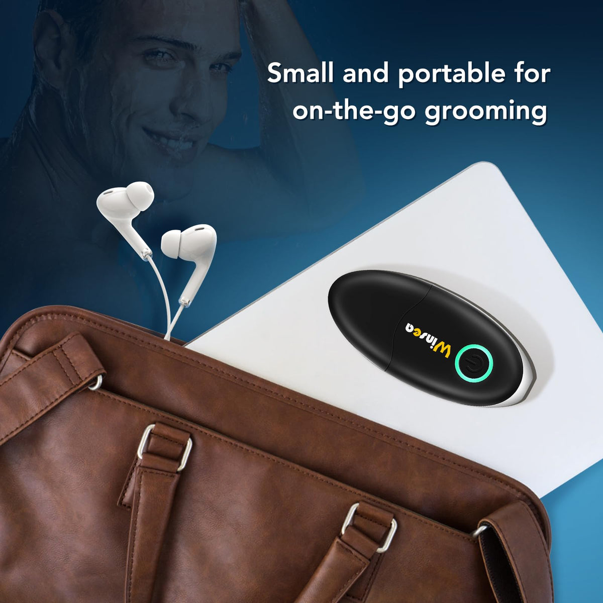 Winsea trimmer inside toiletry bag showing portability and protected storage