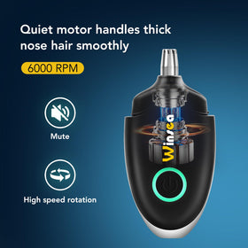 Winsea trimmer connected to USB cable showing rechargeable travel-ready power
