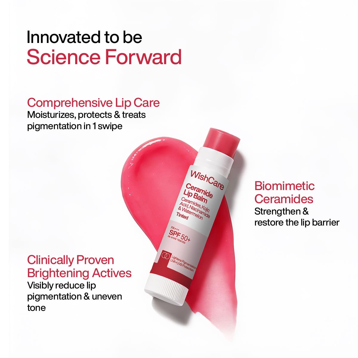 WishCare ingredient label highlighting niacinamide inclusion for skin support benefit