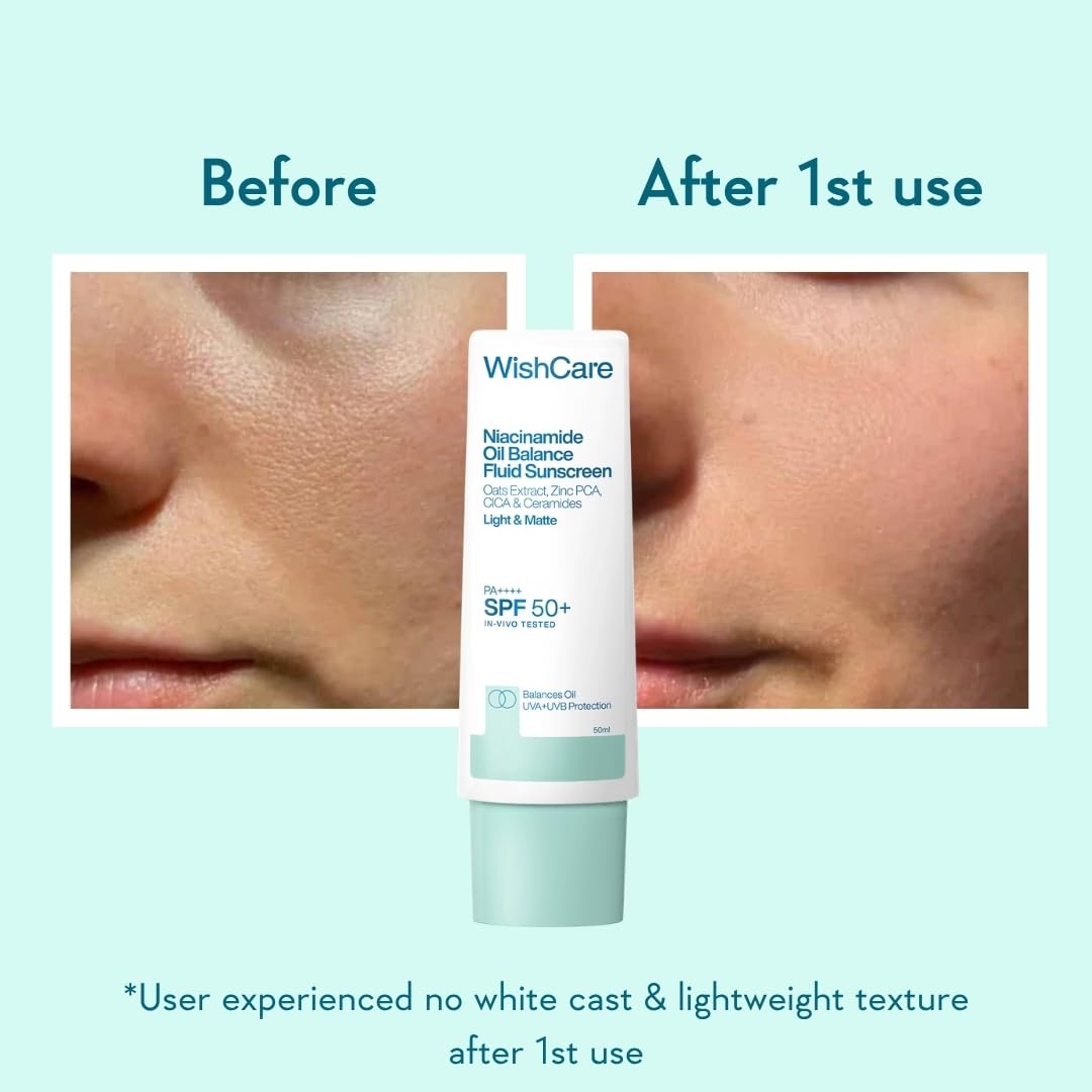 WishCare matte finish on cheek highlighting shine control and non-greasy look