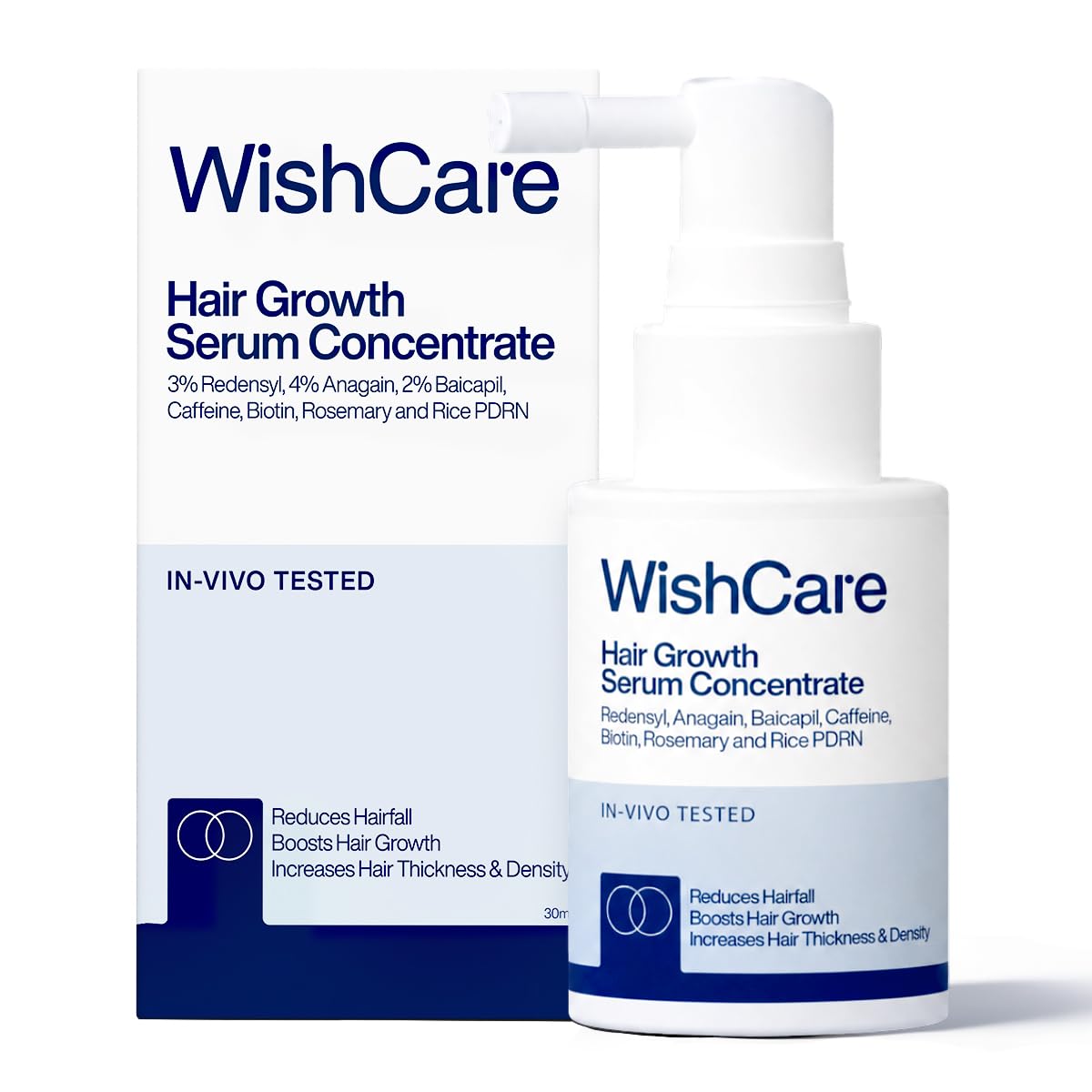WishCare front packaging showing bottle and box, highlighting clean formula benefits