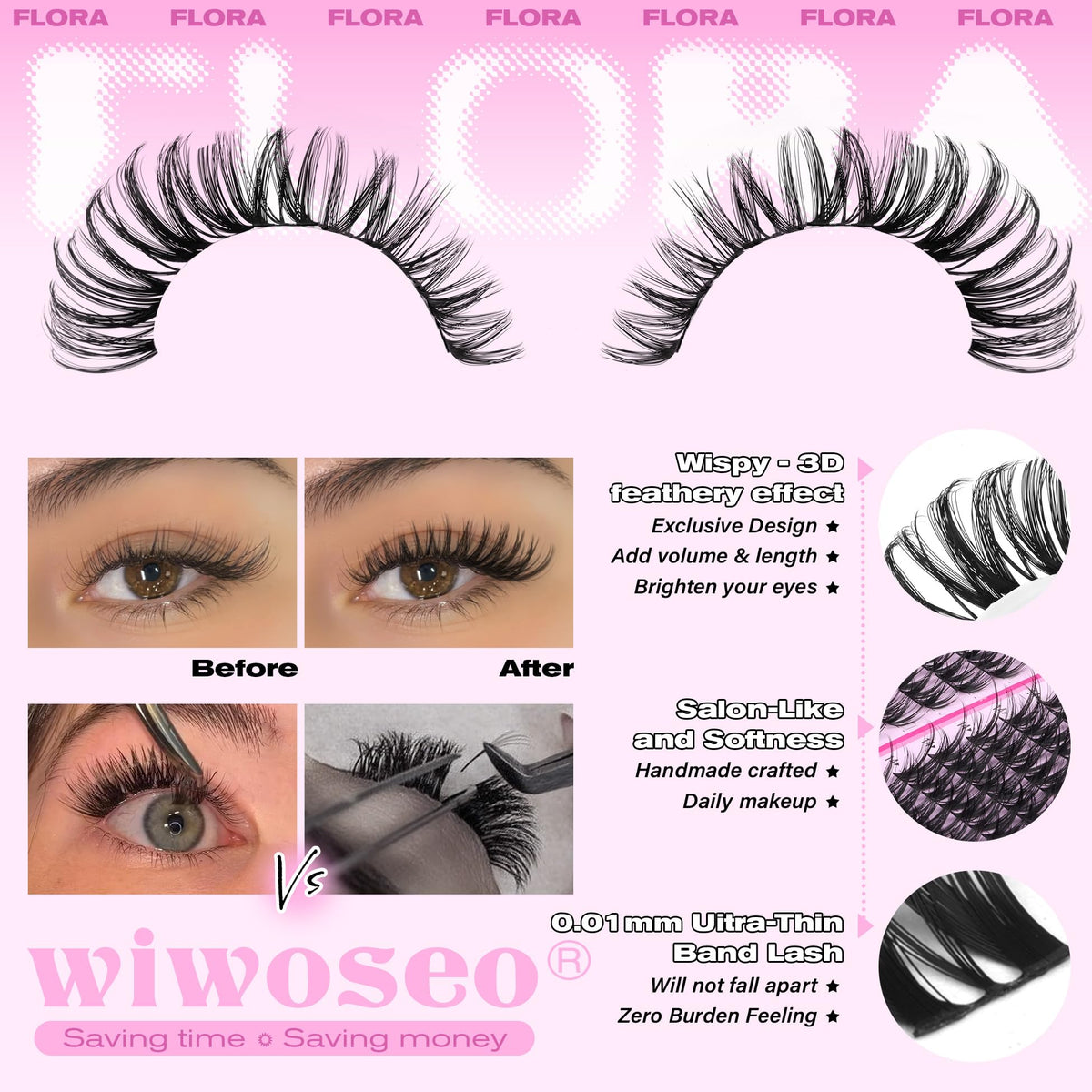 wiwoseo close-up of wispy cluster tips highlighting soft texture and easy blending