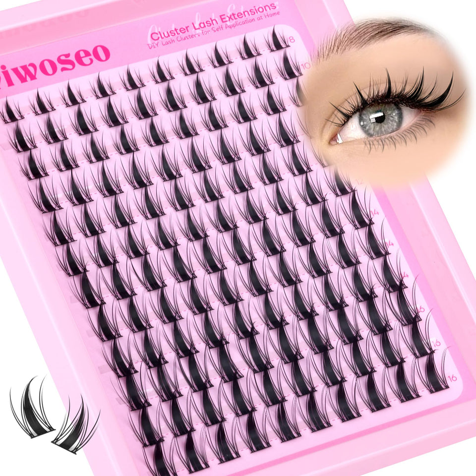wiwoseo front packaging showing 120 manga lash clusters and variety