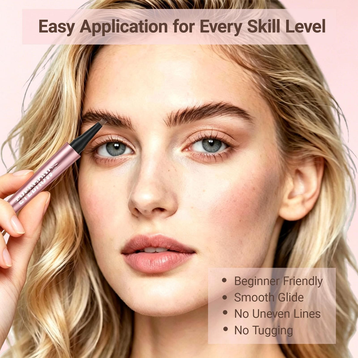 Wiyakwnry micro brow pen inside a small makeup bag illustrating compact size and travel convenience