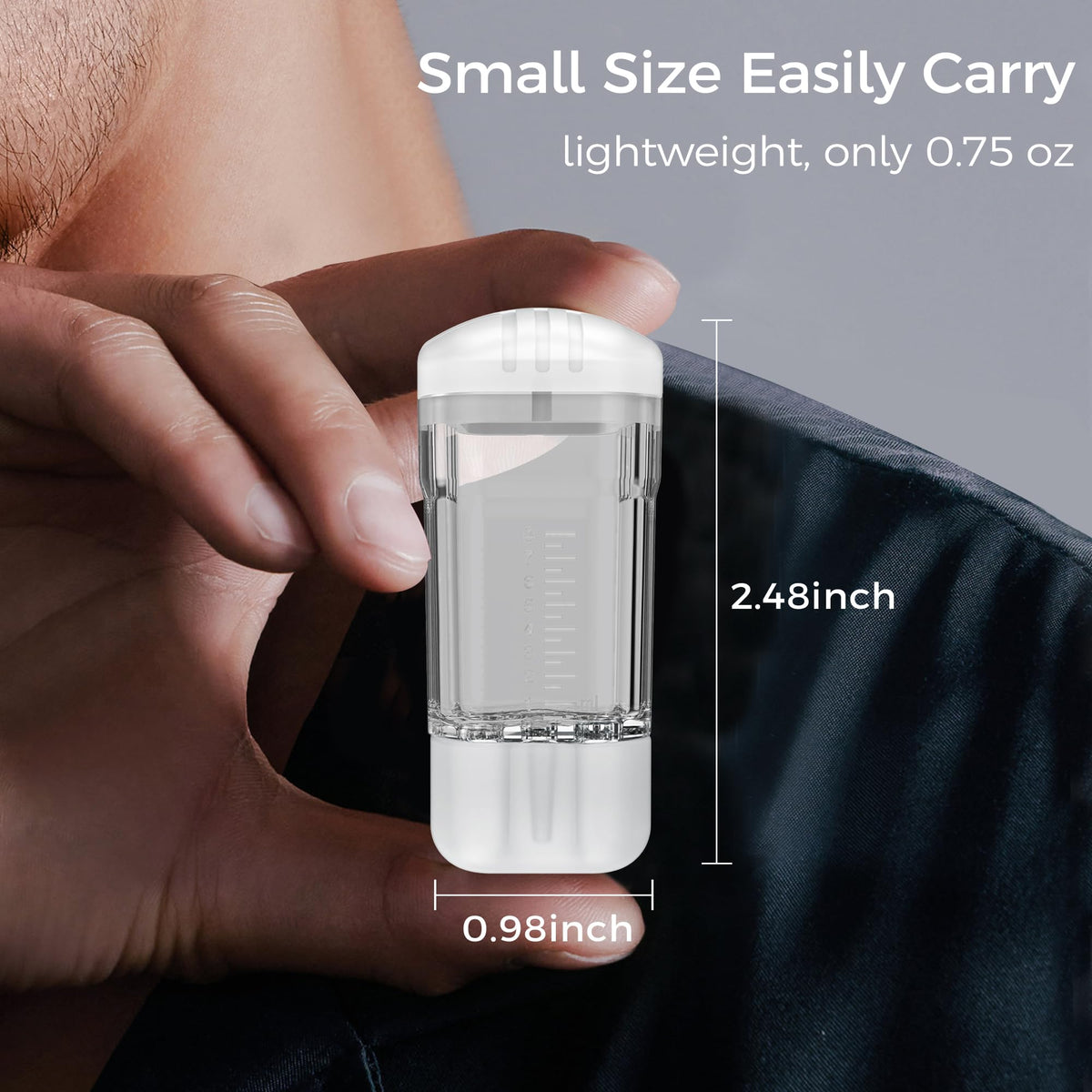 WL-YBOPRO held in hand to show compact size for travel convenience benefit