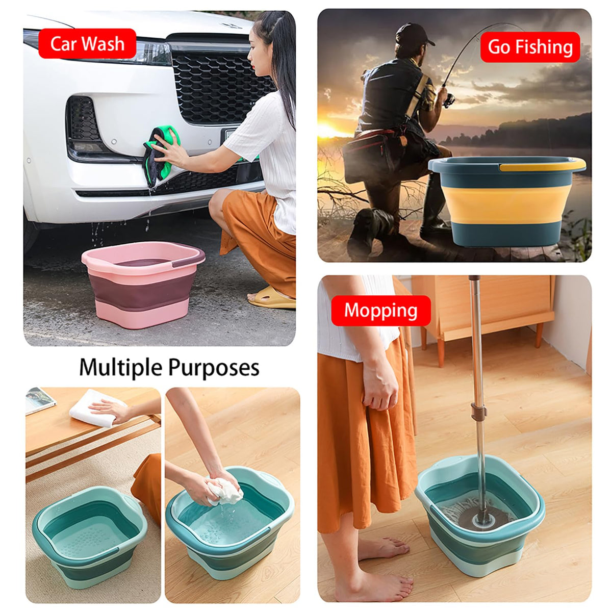 WMHYLYH tub beside a liter measure showing 15 L capacity benefit for full foot coverage