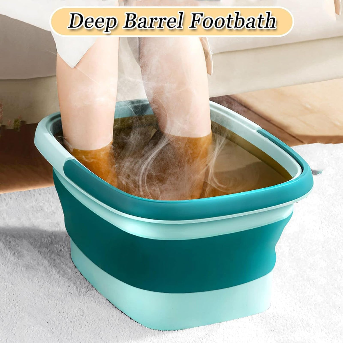 WMHYLYH folded compact foot tub demonstrating slim profile and easy stowaway benefit